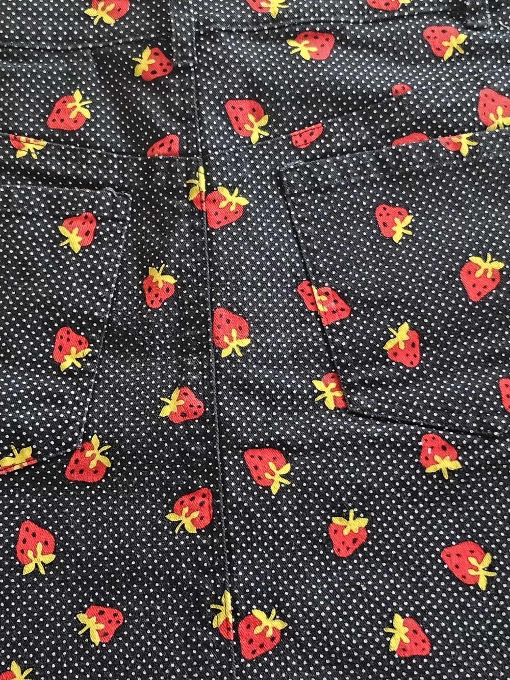 ​Motel Rocks Strawberry Polka Dot Denim Mini Skirt | Size XS Black Red Festival - Picture 11 of 11